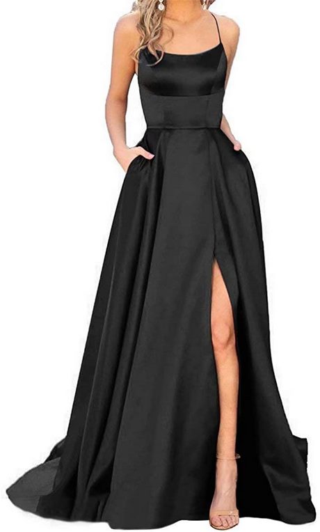 Lange zwarte prom jurk