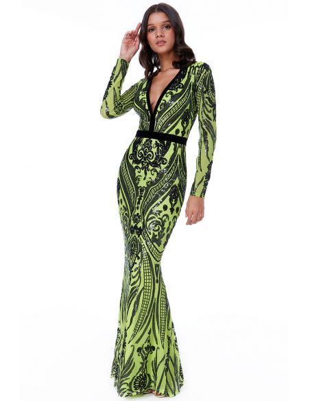 Lime groene maxi jurk