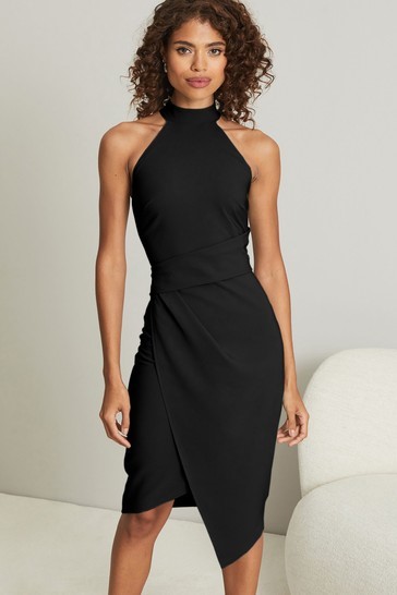 Zwarte jurk met halterhals