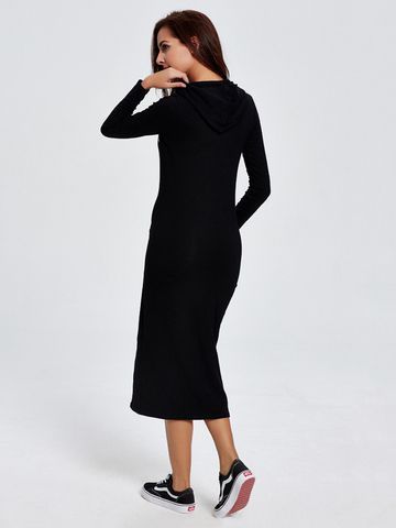 Zwarte lange jurk lange mouwen