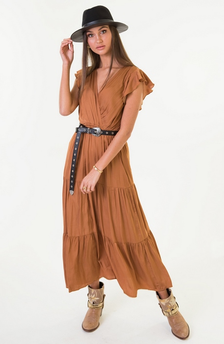 Bruine maxi jurk