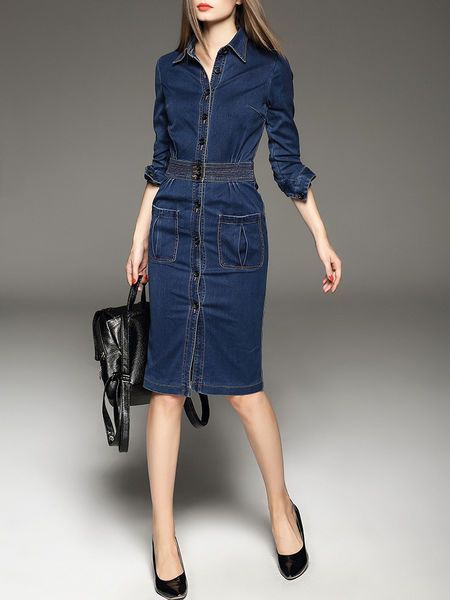 Denim midi jurk