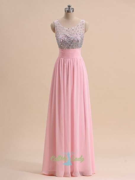 Chiffon jurk roze