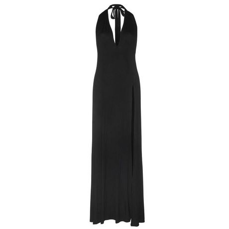 Maxi dress met split zwart