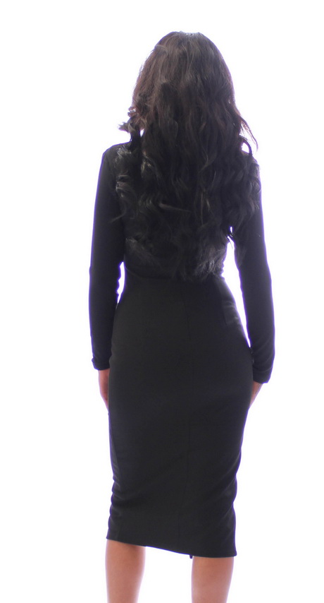 Zwarte lange jurk met mouwen
