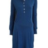 Blauwe tricot jurk