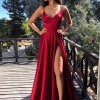 Rode jurk met v-hals